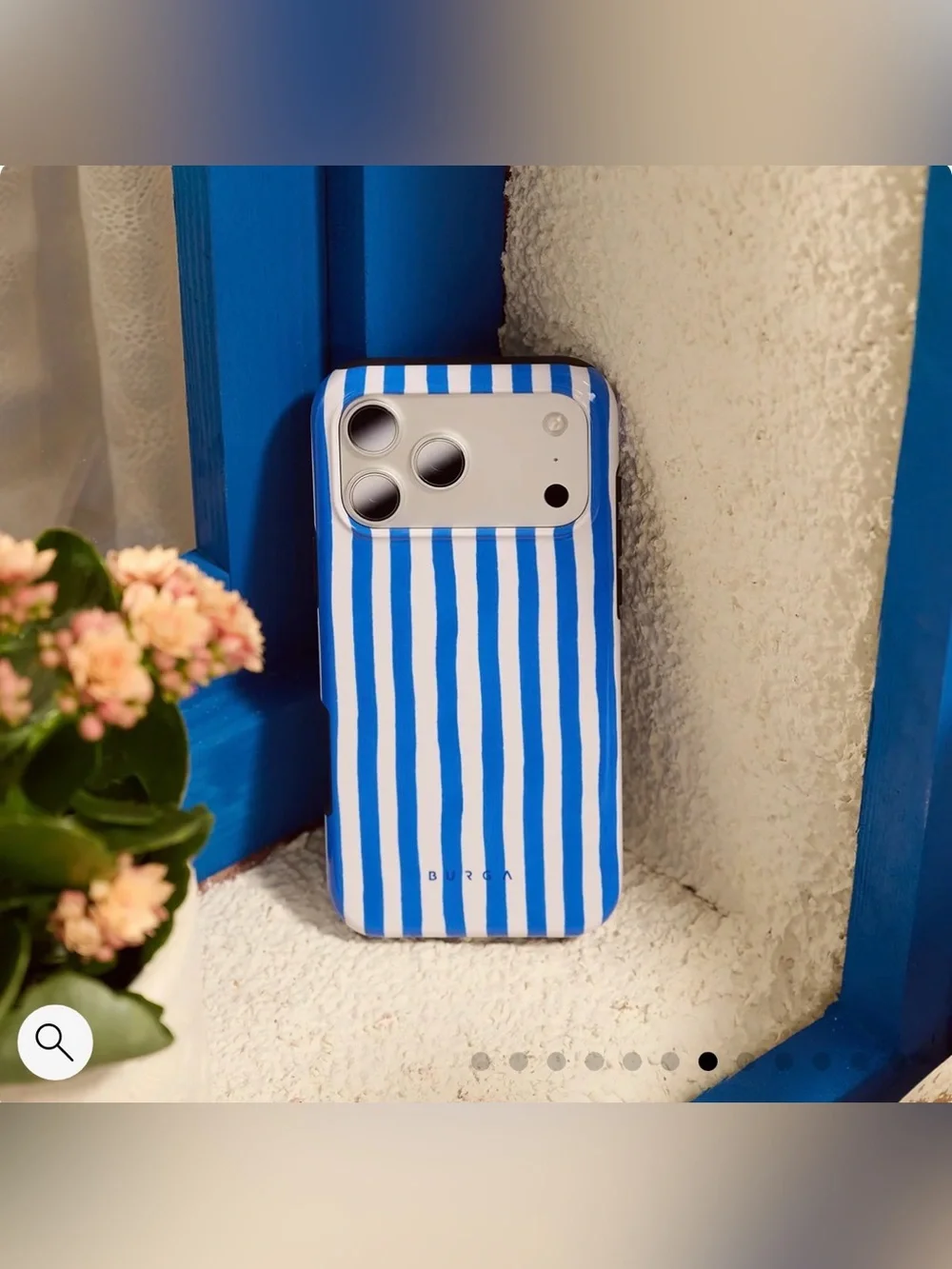 NWT Burga Kafenio Blue & White Stripe iPhone 17 Pro Case